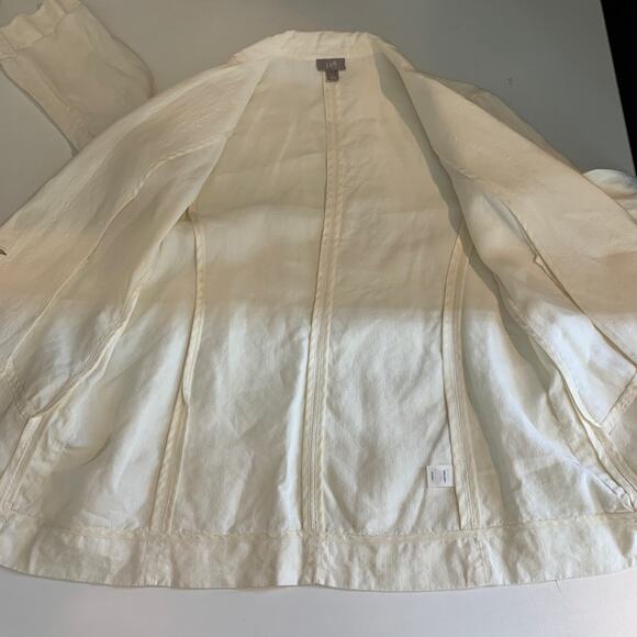 J Jill Blazer Womens S Small Ivory Linen One Button Pockets Lightweight Jacket - Picture 11 of 13